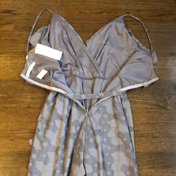 BOGO 2/$10 OML Muted Slate Purple Floral Embroidered Ruffle Frilly Jumpsuit - Picture 7 of 8